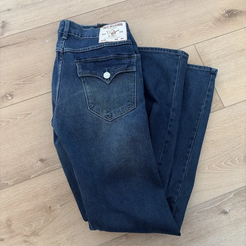 True Religion Ricky Relaxed Straight Jeans Size 34 X 34 NWT Flap Pockets‎
